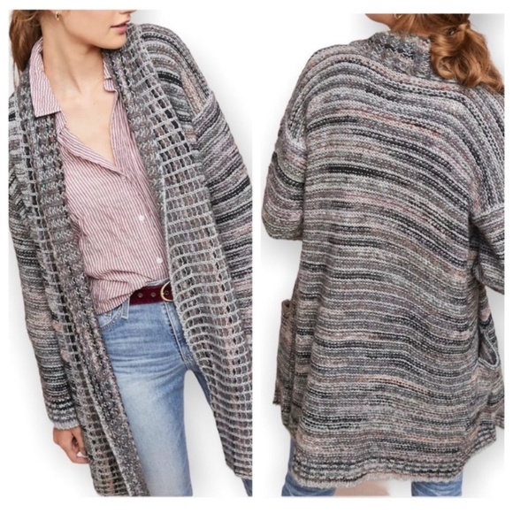 Anthropologie Cardigan XS Akemi Kin Alpaca Wool Open Front Longline Oversized - Picture 2 of 13
